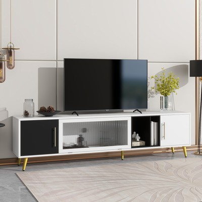 With Gold Handles & Legs, Two-tone Media Console Up To 80"