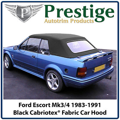 Ford Escort Cabriolet MK3/4 Car Hood Hoods Soft Top Tops Black Fabric Mohair