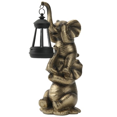 Elephant Statue Garden Decor Funny Solar LED Lights for Outdoor Yard Decorati...
