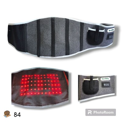 BE WLTHY Cordless Infrared Red Light Therapy Heating Pad & Massage Belt (Grey)