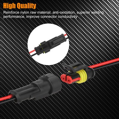 10-Pair Waterproof 12V 2-pin Electrical Wire Connector Plug Cable Boat Car truck