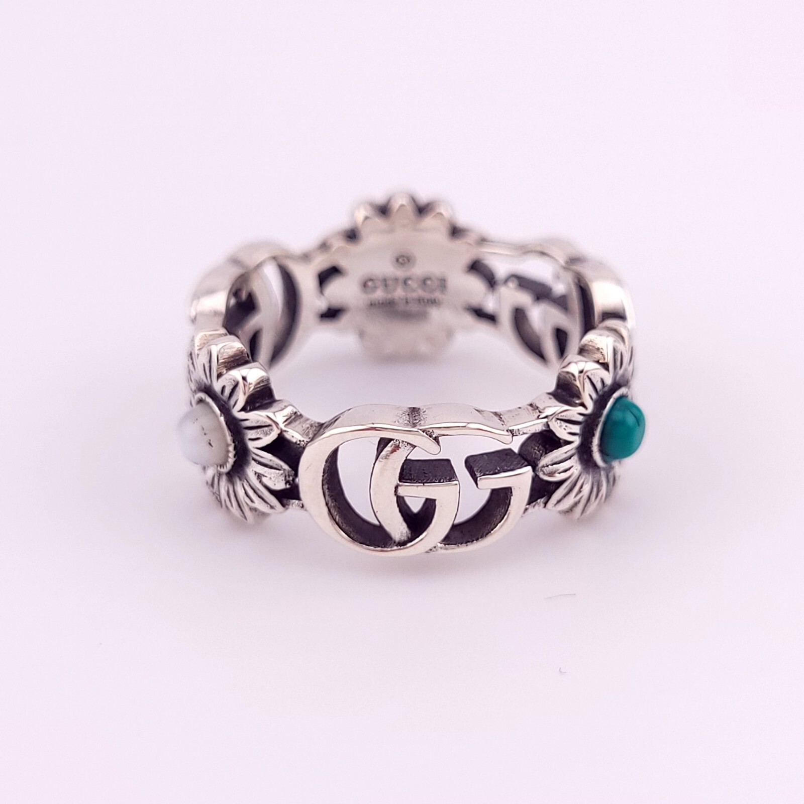 Gucci Marmont Sterling Silver MOP, Turquoise, Topaz Flower