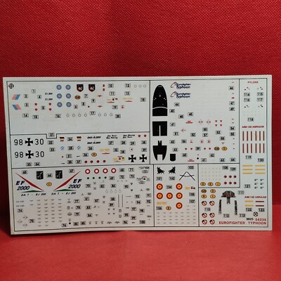 Decals Eurofighter Typhoon 1:72 Scale Model Plane Part Airfix