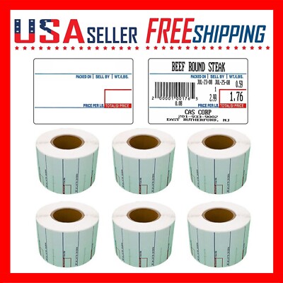 CAS LST-8010 Printing Scale UPC Label CAS LP1000 CL5000 LPII LS100 x 6 Rolls