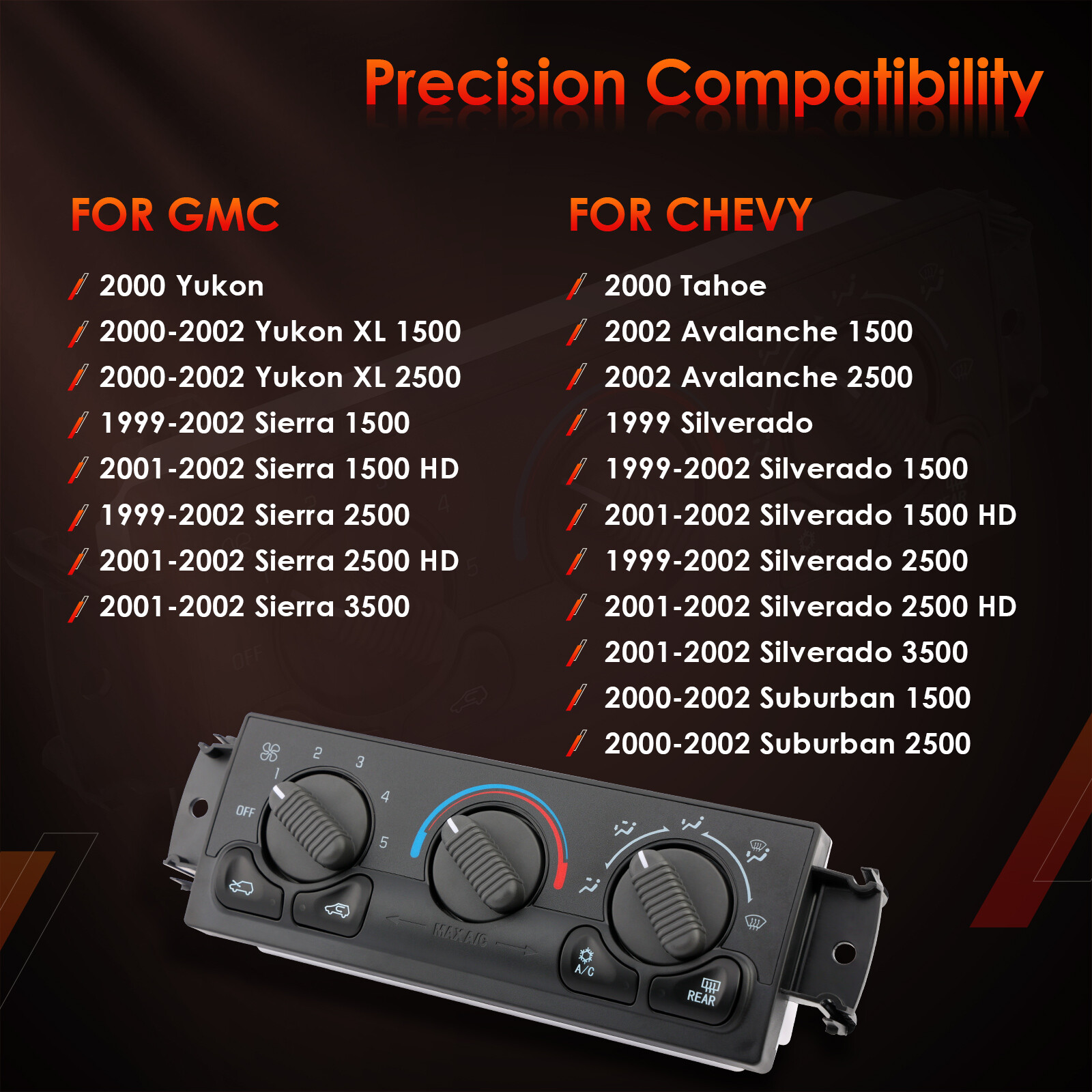 Heater A/C Climate Control Module Panel for 1999-2002 Chevy Tahoe Silverado GMC