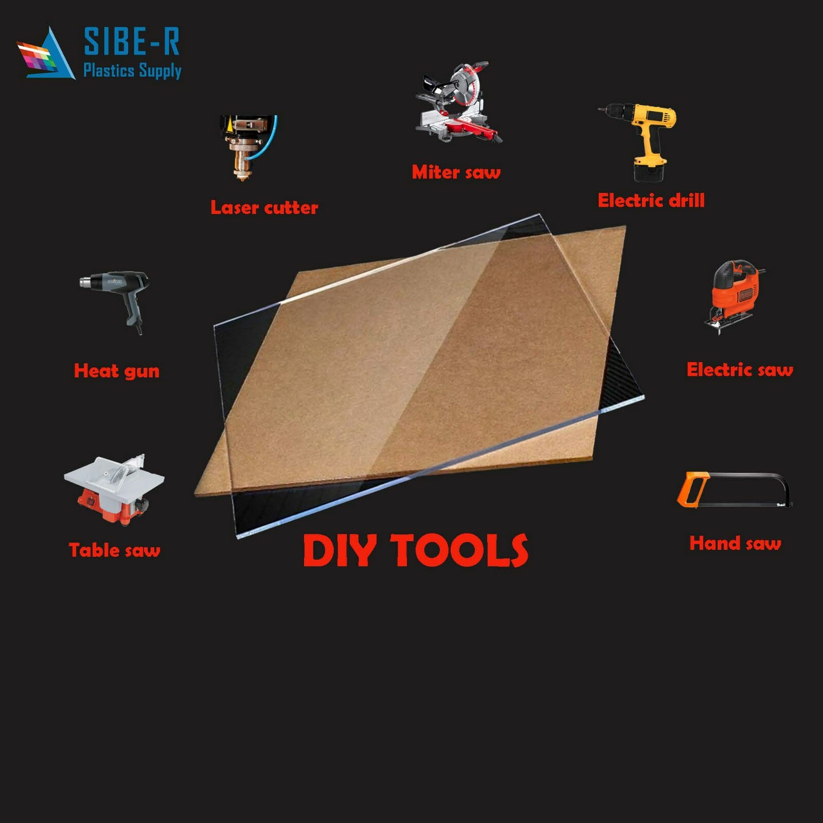 Sibe-R Plastic Supply℠ CLEAR ACRYLIC PLEXIGLASS 1/4"PLASTIC SHEET PICK YOU SIZE^