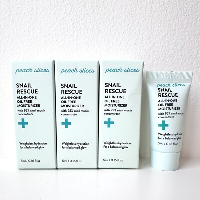 Peach Slices Snail Rescue All-In-One Oil Free Moisturizer Travel Mini 0.16oz X 3