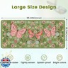 HAOCOO Floral Desk Mat, Desk Matt for Desktop, Cute Desk Mat, Large Desk Pad Mat with Stitched Edges, Waterproof Keyboard Mat with Non-Slip Rubber Base, Butterfly Desk Mat for Office (Green)