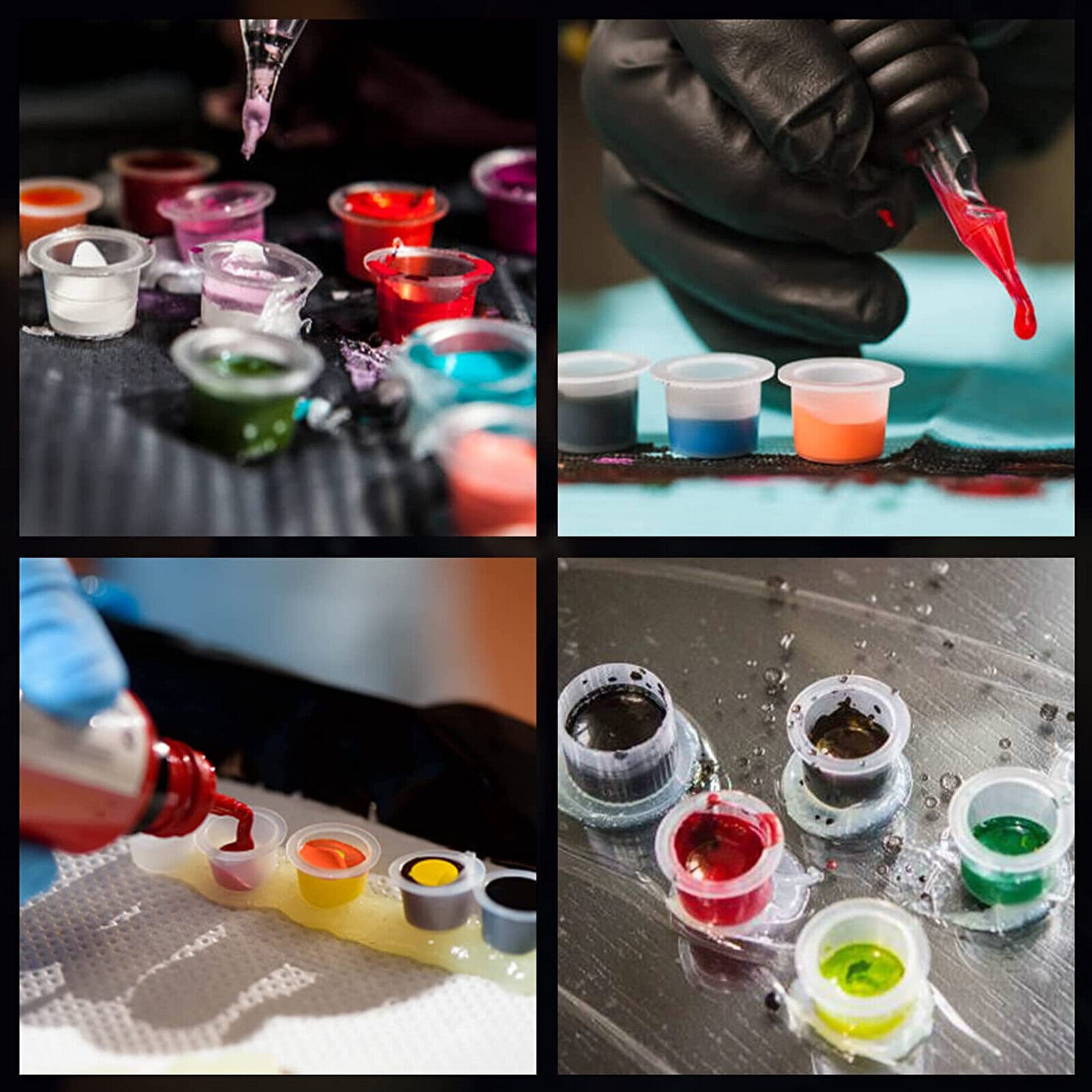 100/500 Pcs Ink Caps Plastic Cups Tattoo Supplie
