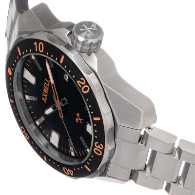 Pre-owned Axwell Timber Bracelet Watch W/ Date - Black/orange