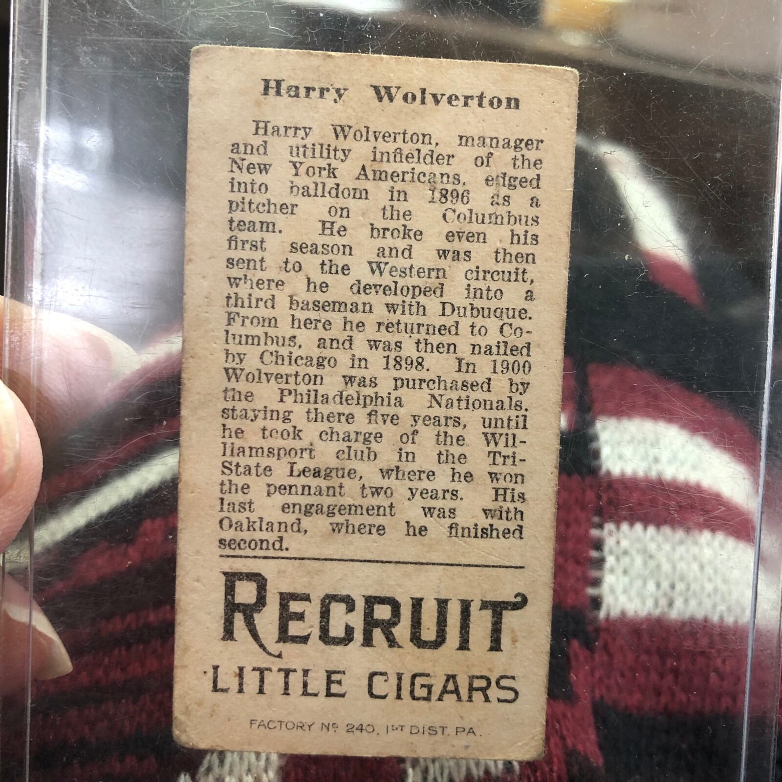 1912 T207 Recruit LittleE Cigars Brand Baseball Tobacco Card Harry  Wolverton