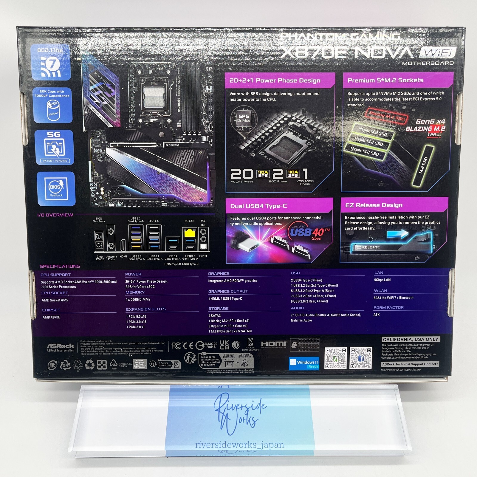 新品未開封 ASRock X870E NOVA WiFi ASRock X870E NOVA WIFI Socket AM5 AMD X870E DDR5 SATA3 USB 4