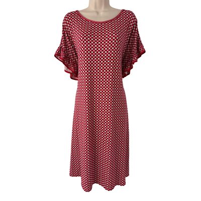Size 2X 18 20 MAX STUDIO RED PRINT RUFFLED SLEEVE SHIFT DRESS Summer PLUS SIZE