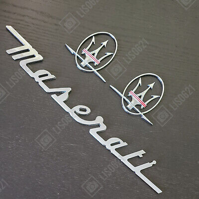 3PC SET Chrome Emblem For Maserati Side Quarter panel Trunk Logo Badge Nameplate