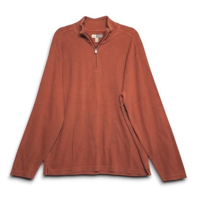 Joseph Abboud Mens Quarter Zip Pullover Sweater Rust Orange XL Excellent
