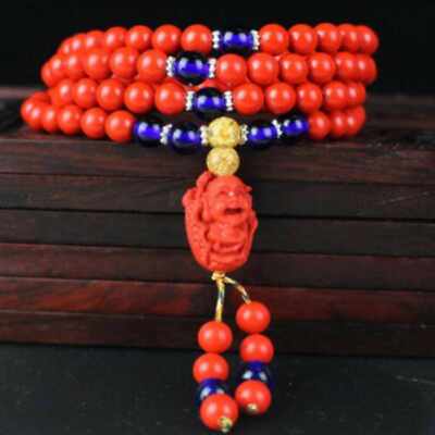 6mm 108 cinnabar bracelet mala spirituality Bless natural chain yoga Prayer