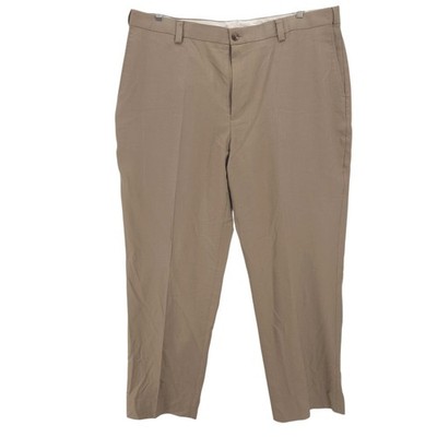 LL BEAN Chino Dress Pants 100% Wool Flat Front Comfort Waist Khaki Size 42x33