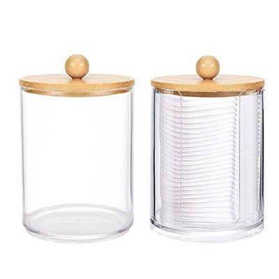 2pcs Q Tip Holder Cotton Swabs Dispenser Clear Holder Makeup Cotton Pads Holder