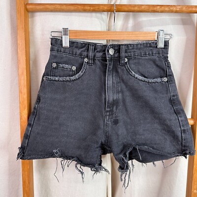 Ksubi Denim Shorts Womens 23 Rise N Hi Short Storm Black Raw Hem High Rise