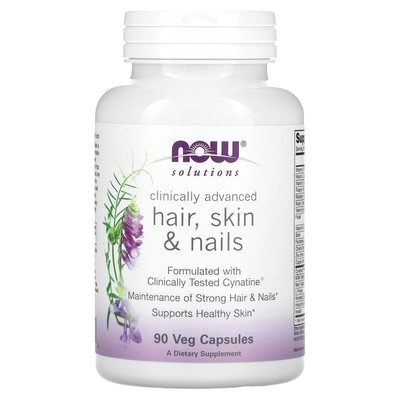 Now Foods Solutions Hair Skin Nails 90 капсул с гарантированным качеством GMP