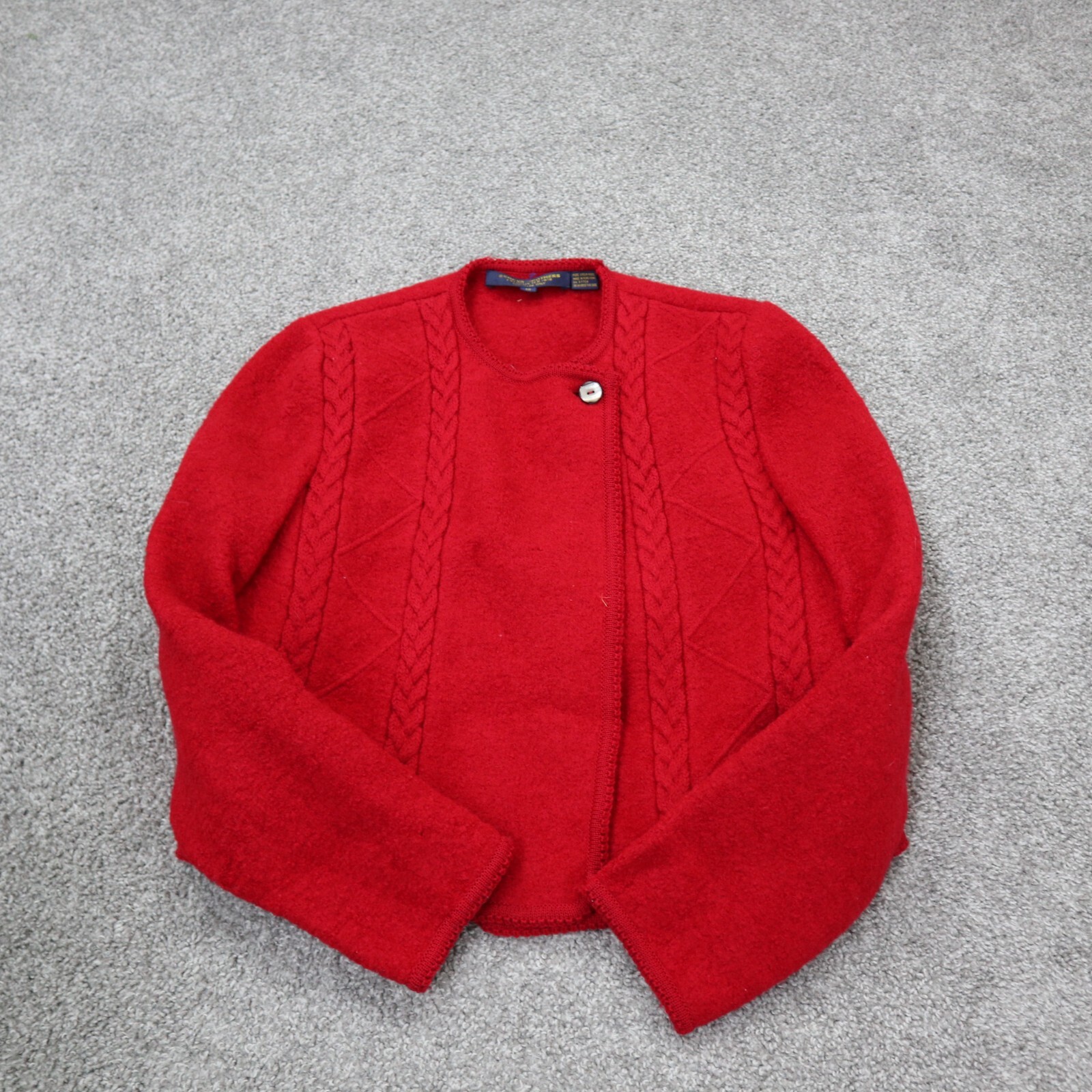 Brooks Brothers Womens Virgin Boiled Wool Bolero Jacket Long Sleeve Red Size 12