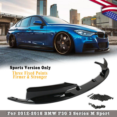 Gloss Black Front Bumper Lip Splitter For BMW 3Series F30  M-Sport 2012-2018