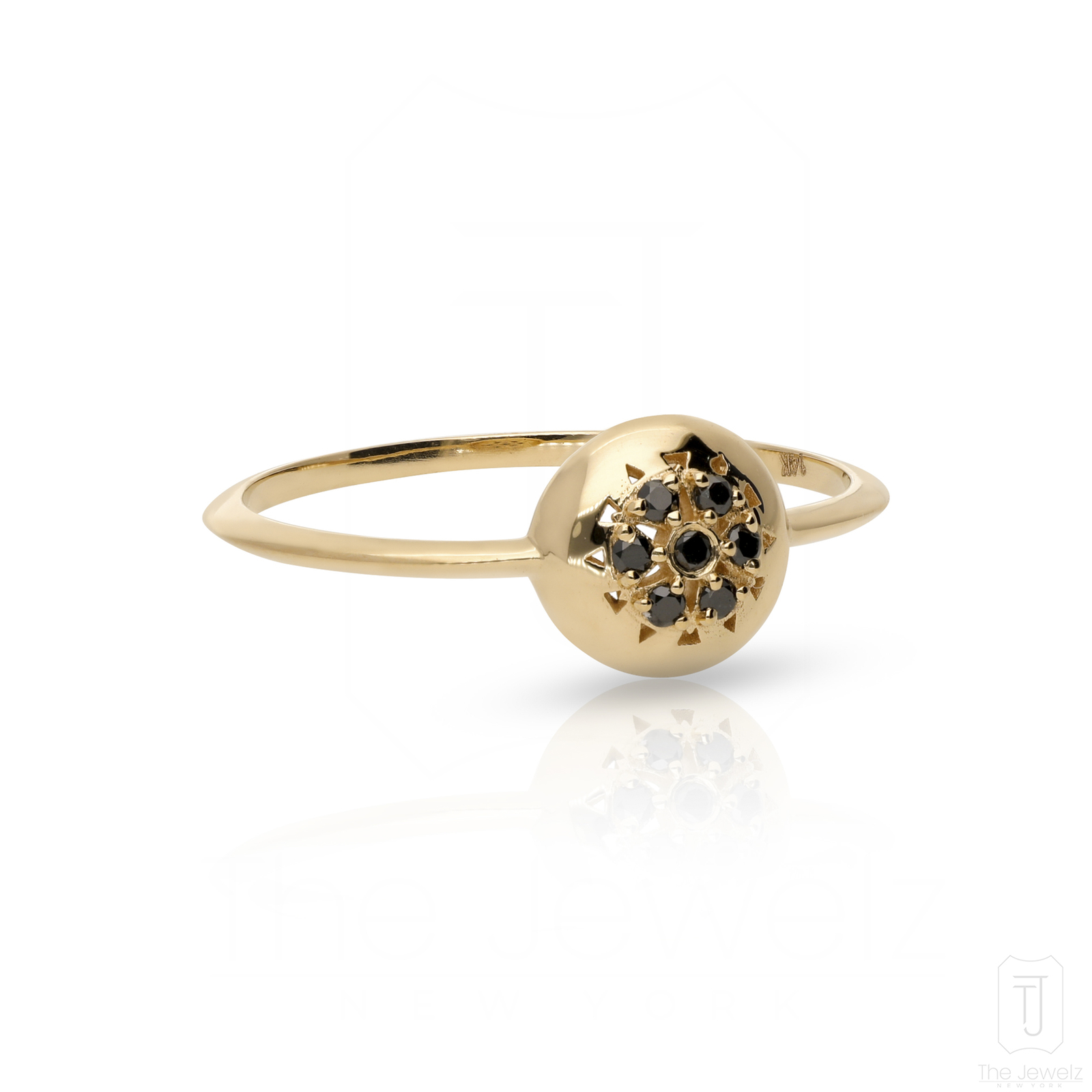 14K Gold 0.07 CT Black VS/F-G Diamond Minimalist Ring  Size-3 to 8- The Jewelz