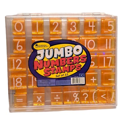 Learning Resources Jumbo Numbers Stamps Set Of 33 Plastic & Rubber Teacher Kid