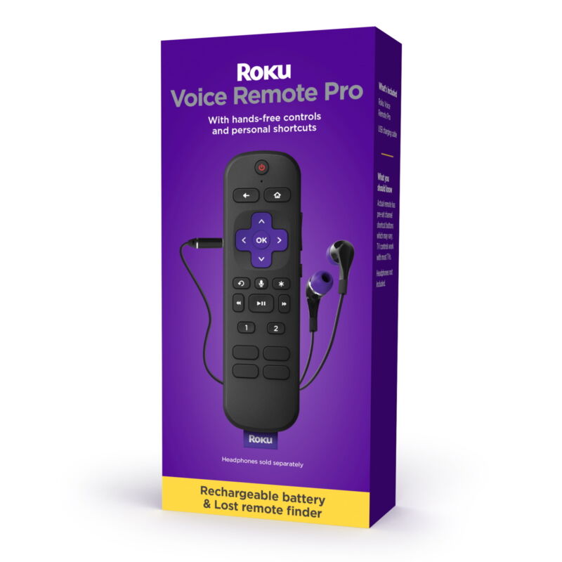 Roku Voice Remote Pro | Rechargeable Voice Remote With Tv Controls