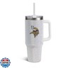 The Memory Company Officially Licensed NFL 40oz Stainless Steel Tumbler - Double Wall Insulated Travel Cup with Handle and Straw Lid - Crystal Rhinestone Design