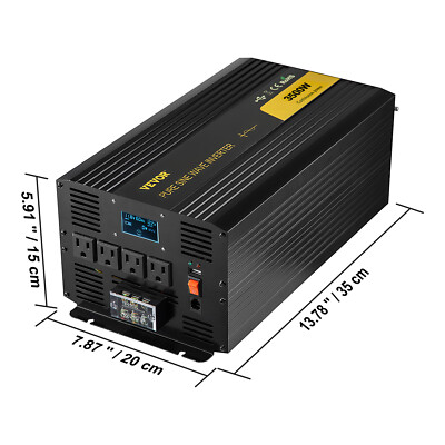 VEVOR Pure Sine Wave Inverter Power Inverter 3500W DC12V to AC120V Inverter LCD