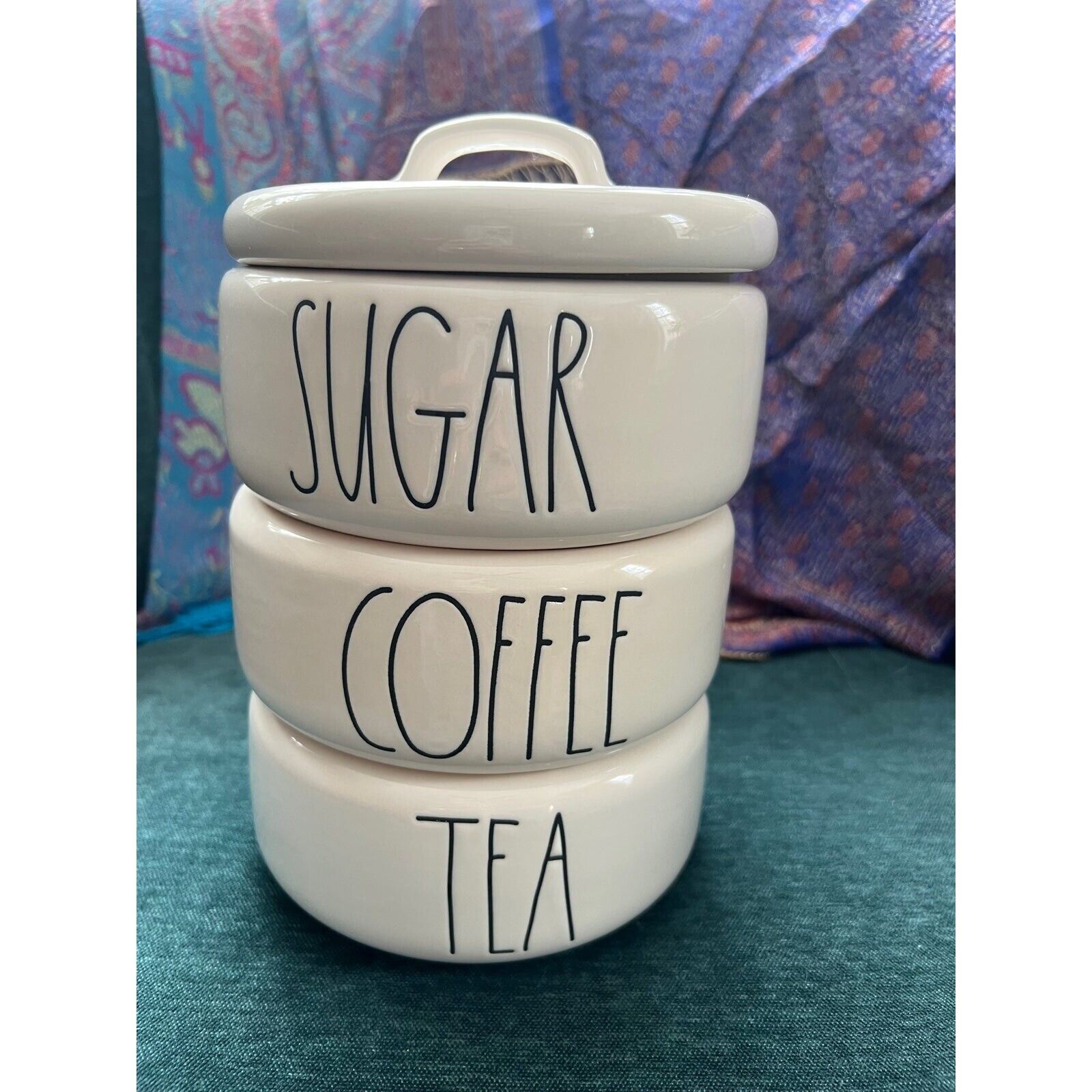 Rae Dunn Stacking Canister Set Coffee Tea Sugar 4 Pcs Set