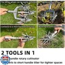 KLDOLLAR Rotary Cultivator, Adjustable Hand Tiller Garden Tool with Detachable Solid Metal Tines for Loosing and Mixing Soil,2-in-1 Manual Tiller Garden Cultivator for Reseeding Grass 58 Inch