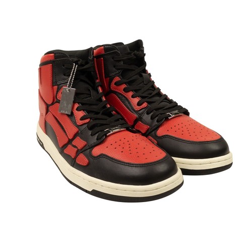 Pre-owned Amiri Black & Red Leather Skeleton High Top Sneakers Size 7/40 $780