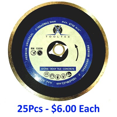 7'' Diamond Tile Saw Blade Continuous Rim [25 Pack]