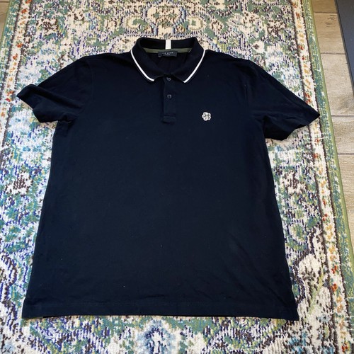 Ted Baker London Polo Shirt Mens Small Flower Logo Black