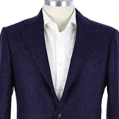$8,895 Cesare Attolini Custom Dark Aegean Blue Cashmere Men's Jacket US 44R