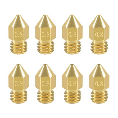 8 Pcs 0.8Mm MK8 Extruder Nozzles 3D Printer Nozzles for Creality Ender 3/3 Pro/3