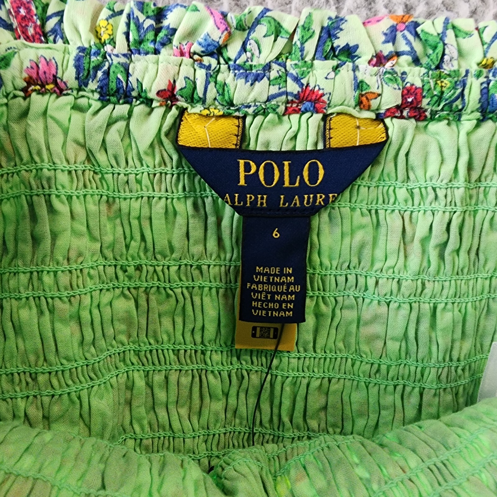 Polo Ralph Lauren Floral Smocked Batiste Romper Girls 6 Multicolor Straight Neck - Picture 7 of 13
