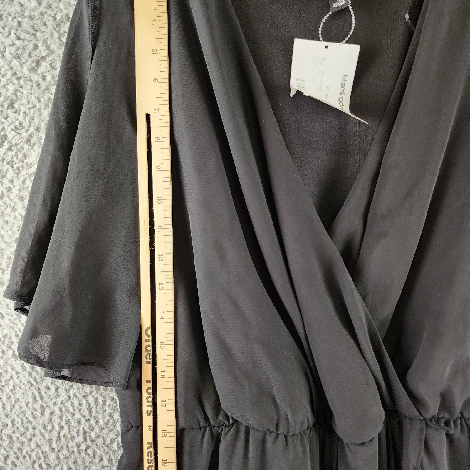 SLNY Fashions Ruffled Wrap Dress Women's 16 Black Surplice Neck Belted Pullover - Picture 9 of 16