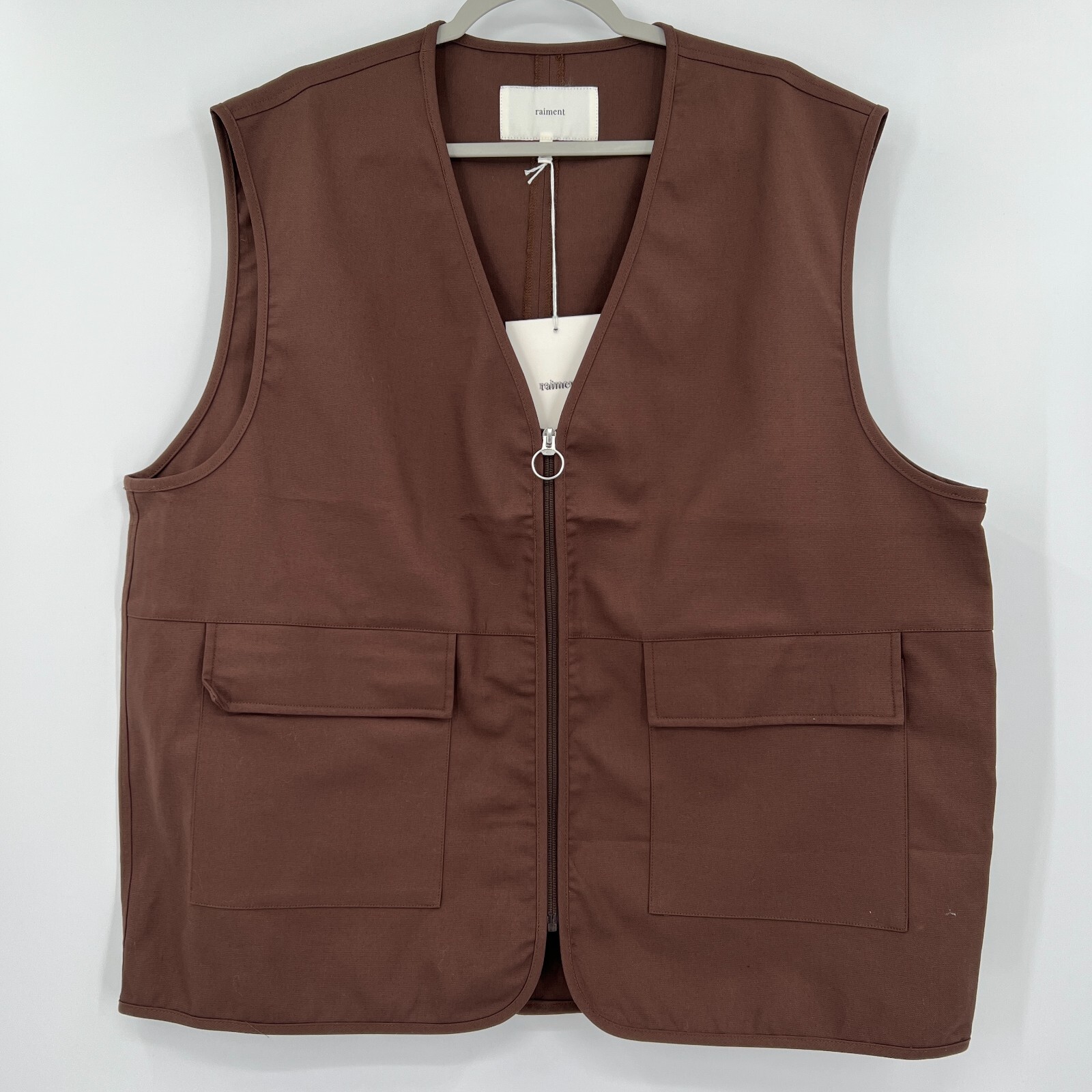 Raiment Men's Utility Vest in Brown Full Zip Pockets sz XL Raiment Men's Utility Vest in Brown Full Zip Pockets sz XL