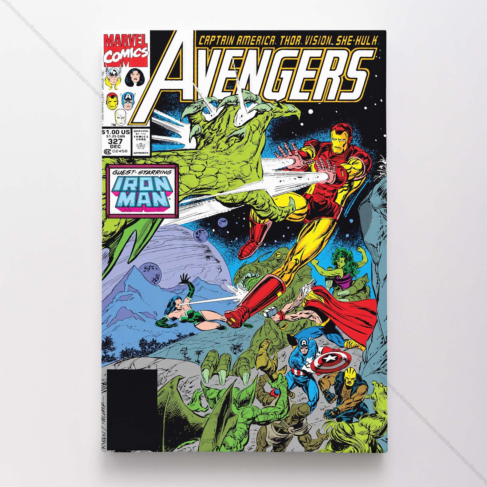 Avengers #327 Poster Canvas Mightiest Heroes Marvel Comic Book Art Print