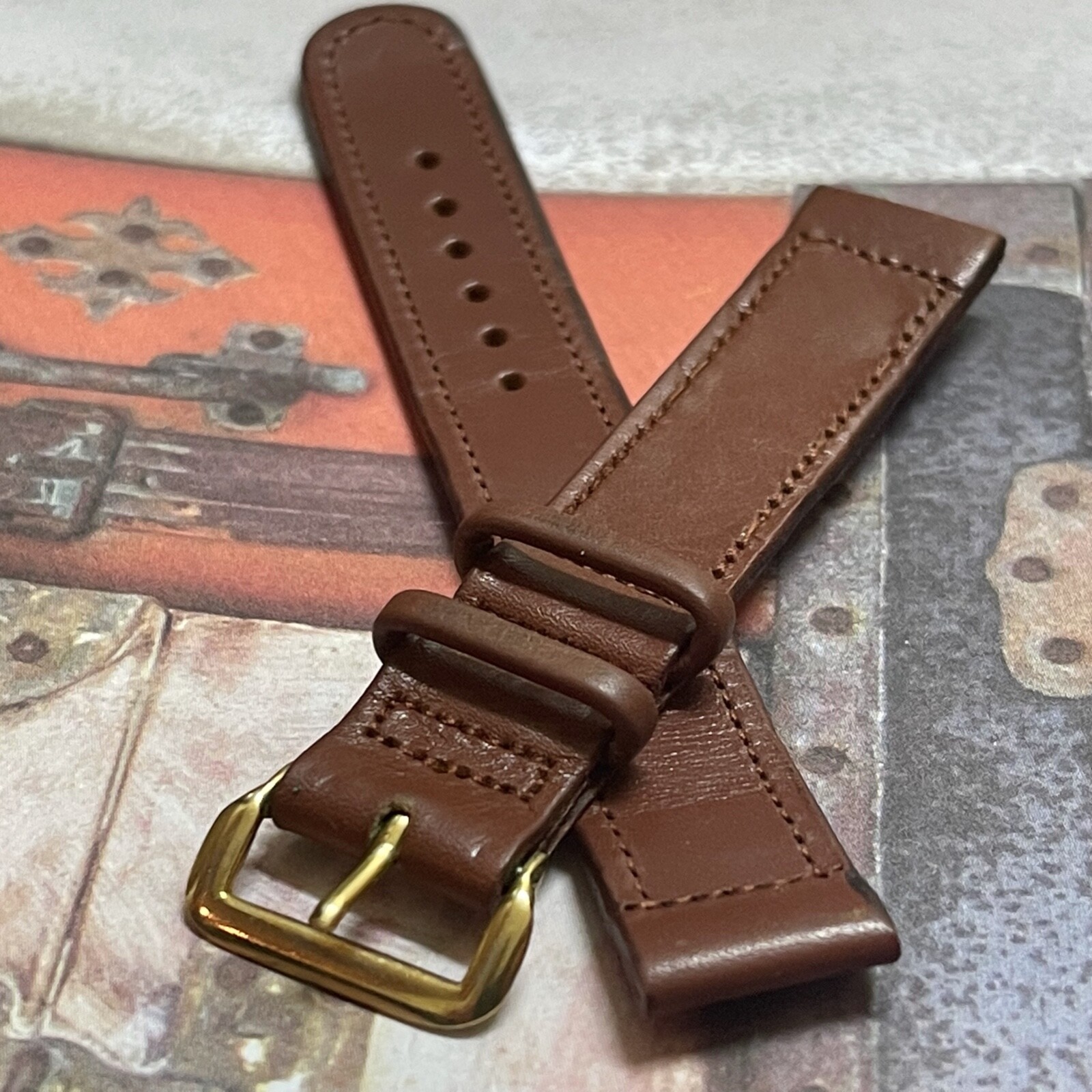 Old type 1930s/1940s fully stitched Genuine Calfskin 15.5mm Old type 1930s/1940s fully stitched Genuine Calfskin 15.5mm