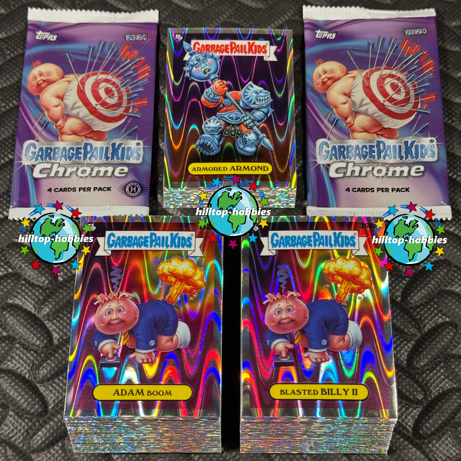 ●GPKP レア GARBAGE PAIL KIDS CHROME 7 COMPLETE 100-CARD DROOL REFRACTOR