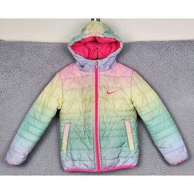 NIKE Puffer Jacket Girls 3-4 Years Multicolor Full Zip