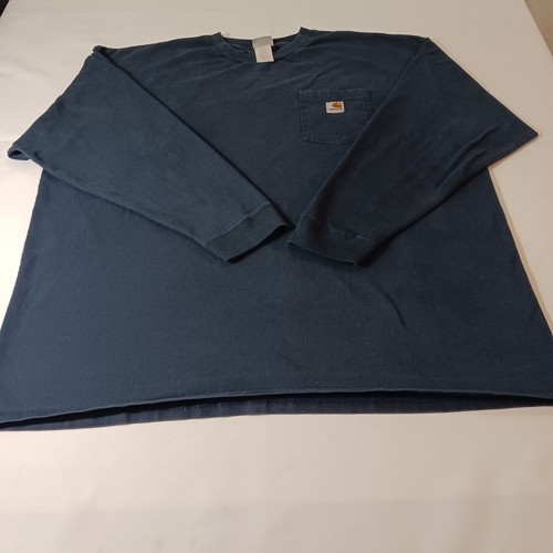 Carhartt K126 NVY Men's Blue Long Sleeve Pocket Workwear T-Shirt Size 2XL