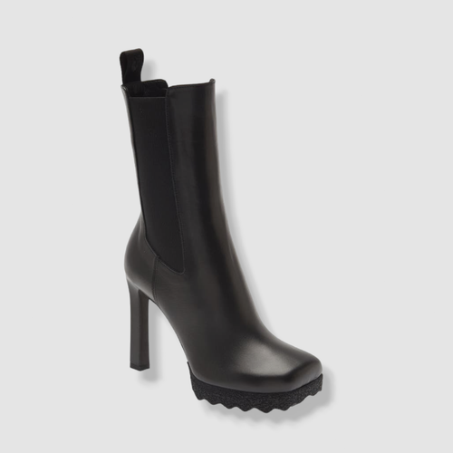 Pre-owned Off-white $1285 Off White Women's Black Sponge Sole High Chelsea Boot Size 37 Eu/7 Us