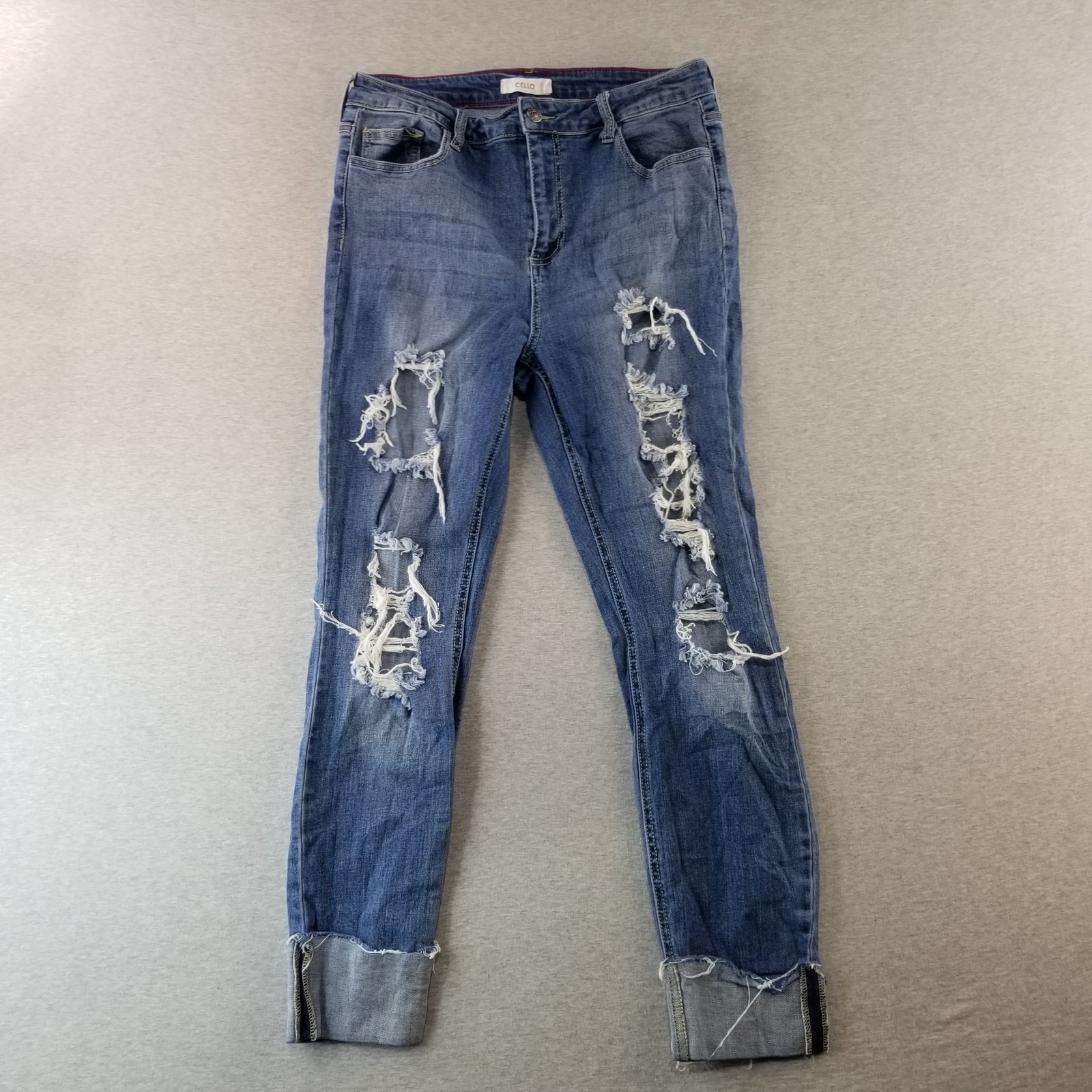 Cello Jeans Women's Sz 13 VTG Cuffed Ankle Med Wash Normcore Cute Stylish Trendy