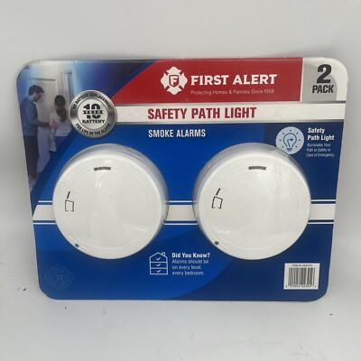 First Alert - Smoke Alarm Slim - Safety Path Light - 2 Pack - New Sealed