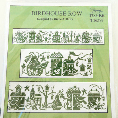 Imaginating Birdhouse Row Counted Cross Stitch Kit 1783 Green White New Sealed